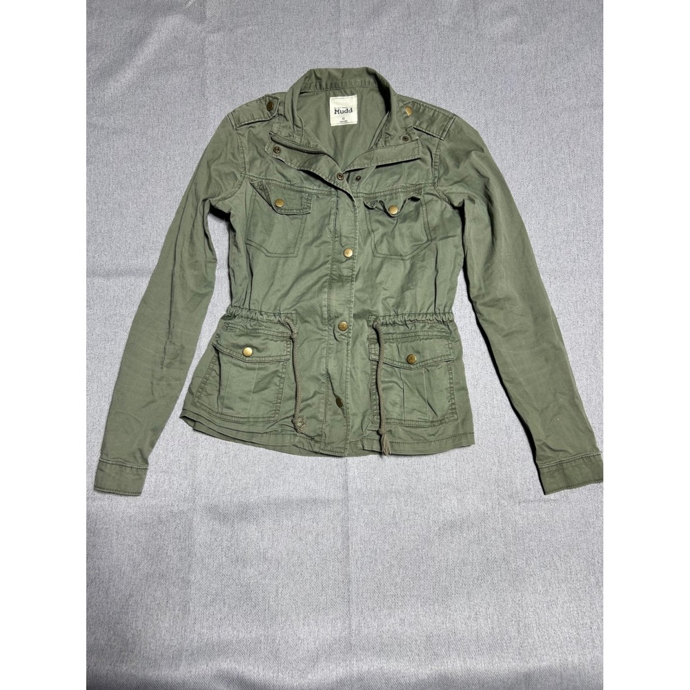 Mudd Utility Jacket‎ Girls XS Olive Green Drawstring Waist Cargo Pockets NWOT